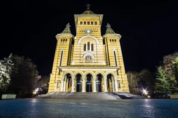 Catedral de Timisoara por la noche — Foto de Stock