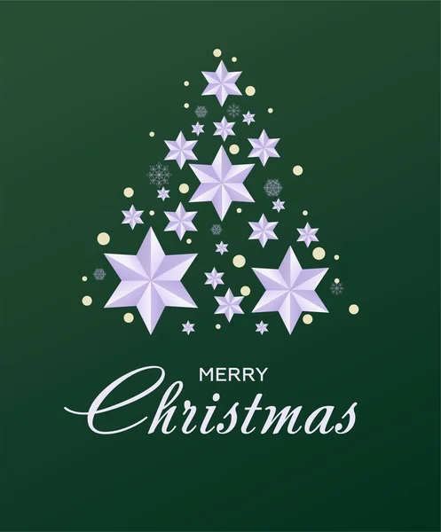 Feliz Navidad Feliz Año Nuevo Silueta Árbol Navidad Hecho Estrellas — Vector de stock
