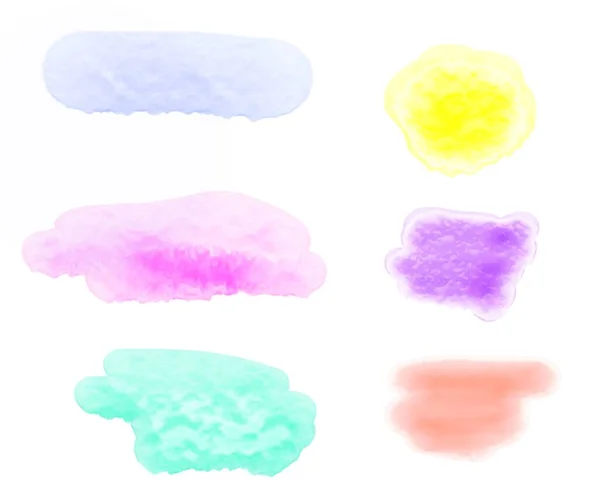 Set Watercolor Stains Spots White Background Watercolor Texture Brush Strokes — Stock Photo, Image