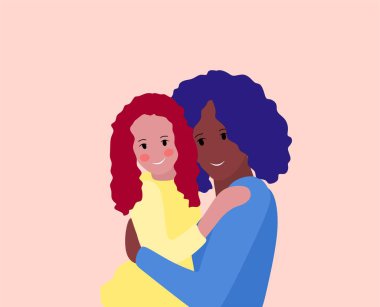 Genç, çok ırklı bir aile. Genç ebeveyn. Kadın ve çocuk birlikte mutlular.