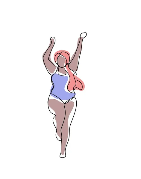 Glückliches Körperbetontes Mädchen Dessous Size Modell Lieben Sie Ihr Körperkonzept — Stockvektor