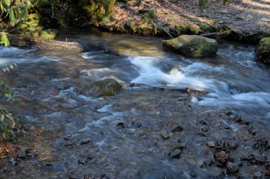 Cherokee 'deki Oconaluftee Ziyaretçi Merkezi' nin kuzeyindeki Mingus Mill deresi. 