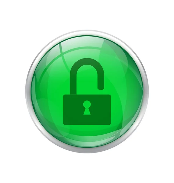 Green unlock button — Stock Vector