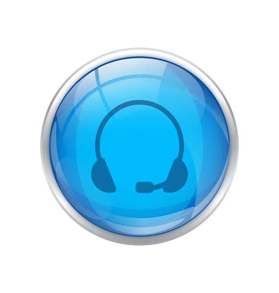 Blauer Headset-Knopf — Stockvektor