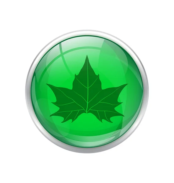 Green leaf button — Stock Vector
