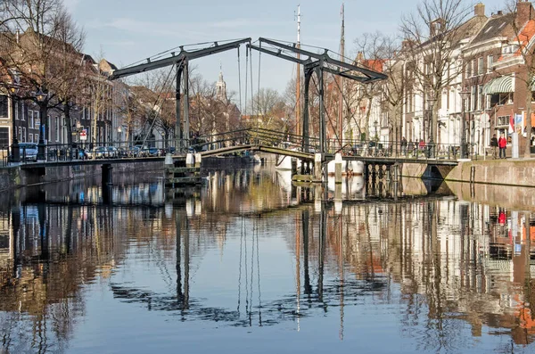 Schiedam Nederländerna November 2020 Gångbro Stål Över Kanalen Lange Haven — Stockfoto