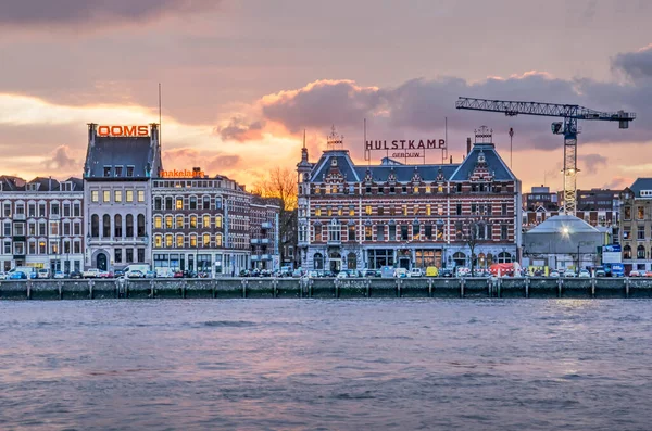 Rotterdam Netherlands January 2021 Historic Facades Construction Crane North Quay — Stock Photo, Image