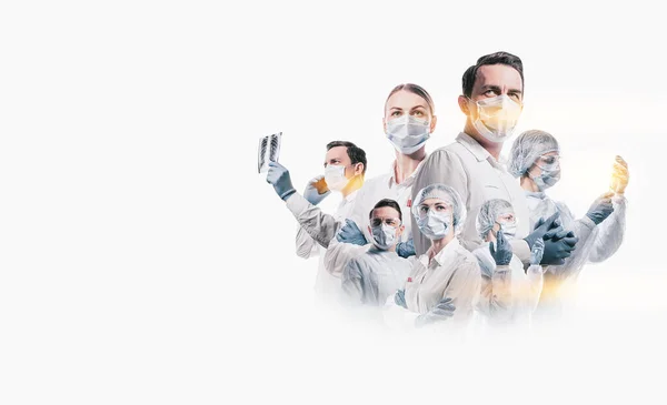 Beyaz bir geçmişi olan tıbbi profesyonellerden oluşan bir ekip.