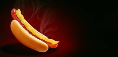 Hardallı taze Amerikan sosislisi.