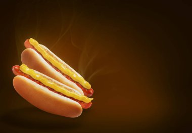 Hardallı taze Amerikan sosislisi.