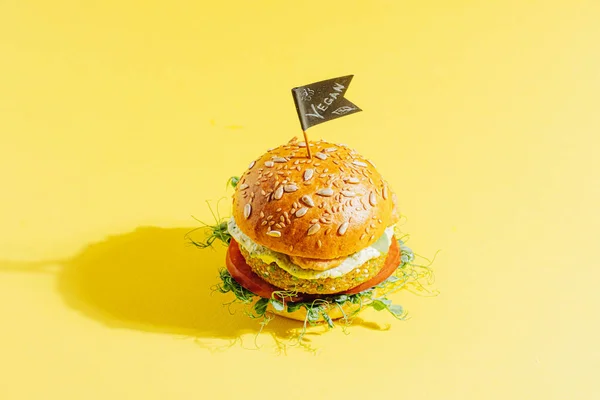 Burger Sayuran Segar Tanpa Gluten Dan Daging Burger Latar Belakang — Stok Foto