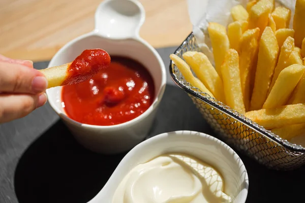 Frites Sauce Tomate Ketchup — Photo