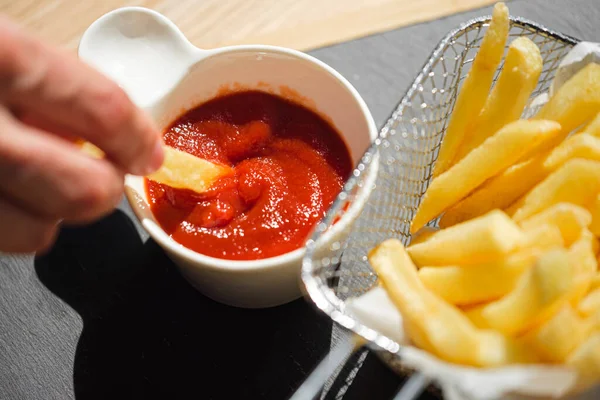 Frites Sauce Tomate Ketchup — Photo