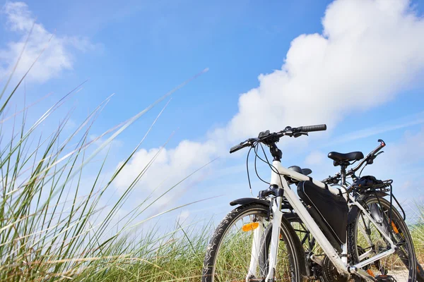 Bicicletas turistas viajando na natureza no dia ensolarado — Fotografia de Stock
