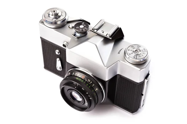 Eski Model Slr Kamera Beyaz Üzerine Izole — Stok fotoğraf