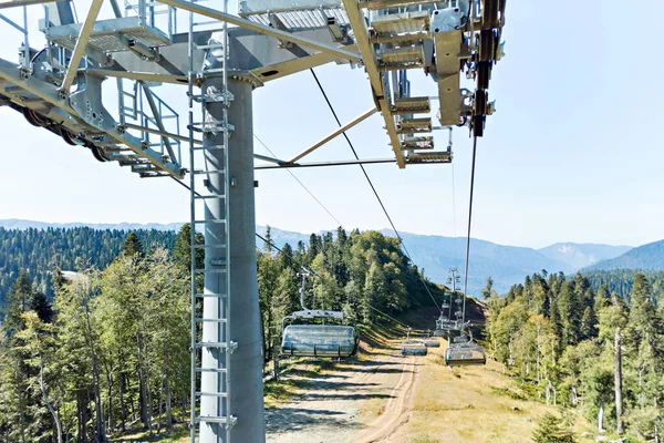 Ski Lift Supports Chairs Mountains Summer — Stock Photo, Image