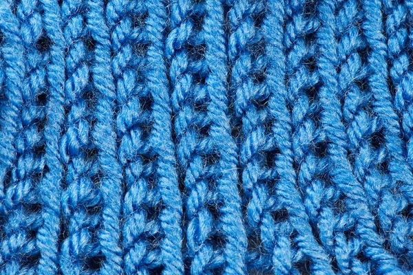 Malha pano azul lã macro — Fotografia de Stock