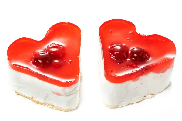 Dva želé dortíky ve tvaru srdce — Stock fotografie