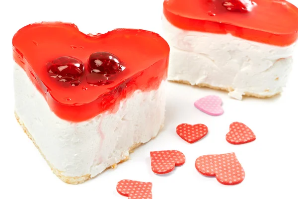 Želé dva dorty ve tvaru srdce, samostatný — Stock fotografie