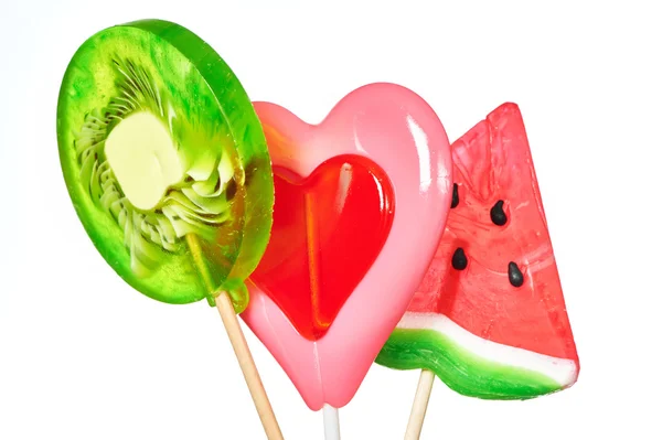 Coração de pirulito, melancia e quivi — Fotografia de Stock