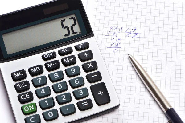 Calculator, pen and notebook — Stock Photo, Image