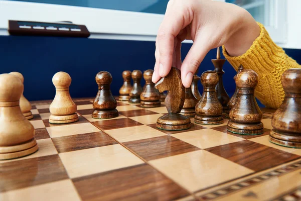 Maneuver with horse in chess game — Stock Photo, Image