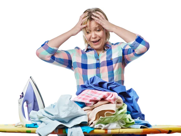 Vrouw in stress van huiswerk — Stockfoto