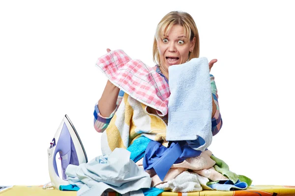 Woman in stress from homework — Stock Photo, Image