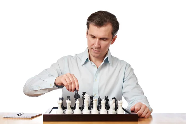 Man playing chess — Stock Photo, Image