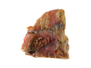                                Beyaz arkaplanda izole edilmiş haşlanmış et