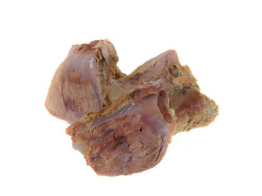                                Beyaz arkaplanda izole edilmiş haşlanmış et