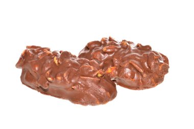 Beyaz arkaplanda izole edilmiş çikolatalı kurabiye