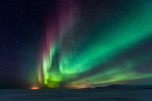 Aurora boreale in iceland Fotografia Stock