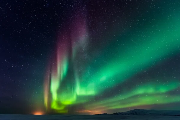 Luzes do norte na Islândia Fotos De Bancos De Imagens Sem Royalties