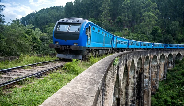 Zug fährt über neun Bögen — Stockfoto