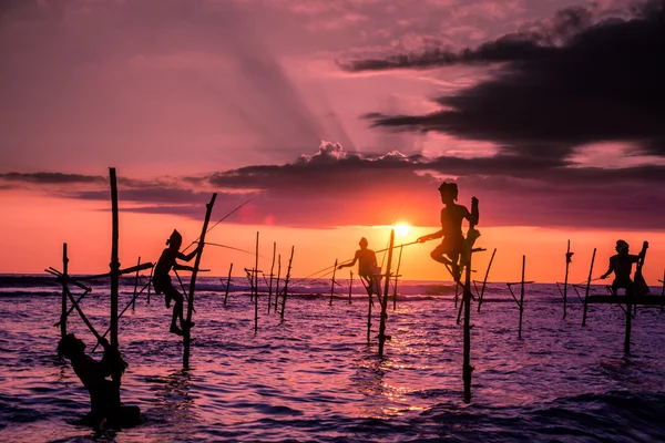 Traditionele vissers op stokken — Stockfoto