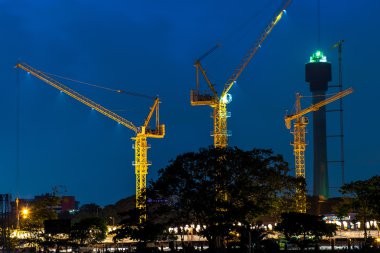 Colombo skyline at night clipart