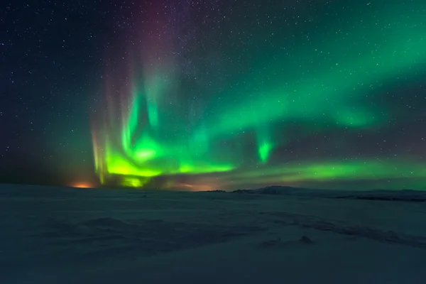 Északi fények jégmezőn — Stock Fotó