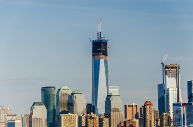 Manhattan siluetinin hudson Nehri üzerinde