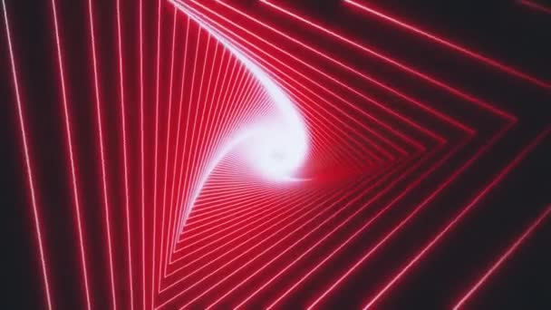 Abstrakt bakgrund med neon trianglar tunnel. Abstrakt triangel glödande VJ tunnel video för EdM musik animation. 3D-återgivning animering av trianglar tunnel som består av vita neonlinjer. Sömlös — Stockvideo
