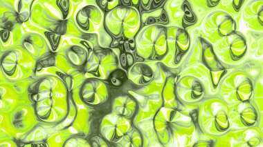 Sarı kireç yanardöner metal folyo desenli holografik sıvı dalgalar hareket ediyor. Metalik sıvıdan oluşan düz hareket grafiksel bir döngü. 4K içerisindeki 3B görüntüleme kavramı