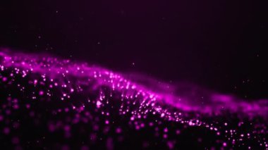 Soyut Purpe Dijital dalga arka planı Büyük DATA evren koyu mavi 3d animasyon bulanık parçacık hareket arkaplanı parıltısı ve parıldayan parçacıklar Bokeh hareketini ateşler