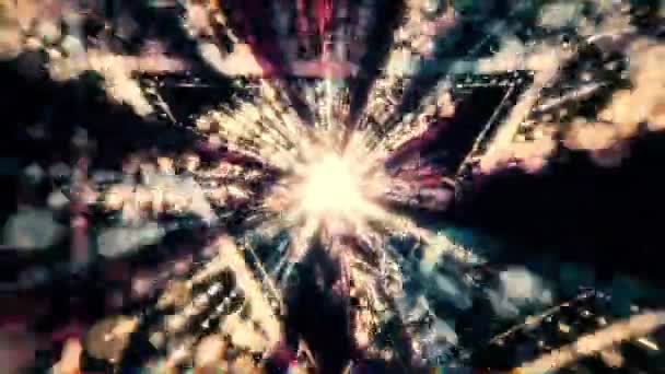 Retro Absztrakt háromszög világító VJ alagút videó edm zene animáció. Repülés sci-fi alagút zökkenőmentes hurkot. VJ mozgó grafika zenei videó klub koncert, high-tech háttér. 80-as évek hipertér — Stock videók