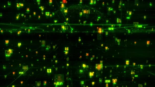 Lidé spojující abstraktní sociální síť ve velkém datovém konceptu záběry s tokem lidí portréty propojené na globální síti s pozadím zemské siluety, 3D vykreslování 4K video. — Stock video