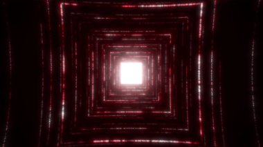 Kırmızı neon parçacıklarından yapılmış kare bir tünelde uçuyorlar. Müzik videoları, gece kulüpleri, görsel ve işitsel gösteriler, LED ekranlar ve projeksiyon kartları için kusursuz VJ döngüsü. 3d oluşturma