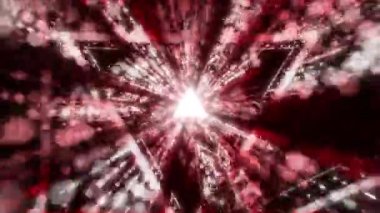 Kırmızı neon parçacıklarından oluşan bir üçgen tünel uçuruyorlar. Müzik videoları, gece kulüpleri, görsel ve işitsel gösteriler, LED ekranlar ve projeksiyon kartları için kusursuz VJ döngüsü. 3d oluşturma