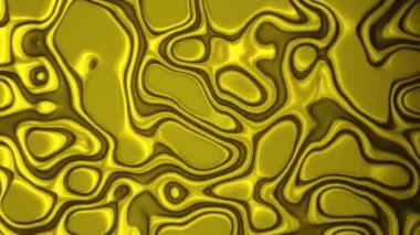 Altın gibi parlak, dalgalı sıvı yüzey. Sanat veya ticari konsept için altın ve sarı renkli canlı dokuya sahip dijital grafik soyut arka plan. 3d canlandırma canlandırma 4K video.
