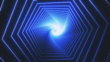 Edm müzik animasyonu için VJ tünel videosu. Uçuş bilimkurgu tüneli pürüzsüz döngüsü. Kulüp konseri için müzik videosu için VJ hareket grafikleri, yüksek teknoloji geçmişi. 80 'lerin zaman geçidi ışık hızı hiperuzayı