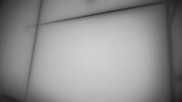 Abstrait néon triangle tunnel mouvement arrière-plan. Tunnel néon numérique de triangles composé de lignes noires sur fond blanc. 3D rendu animé négatif monochrome 4k vidéo. — Video