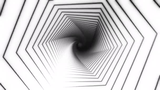 Abstracte geometrische gloeiende tunnelvideo voor VJ edm muziek animatie. Flight sci-fi tunnel naadloze lus. VJ motion graphics voor muziek video voor clubconcert, Time warp portal lichtsnelheid hyperspace — Stockvideo